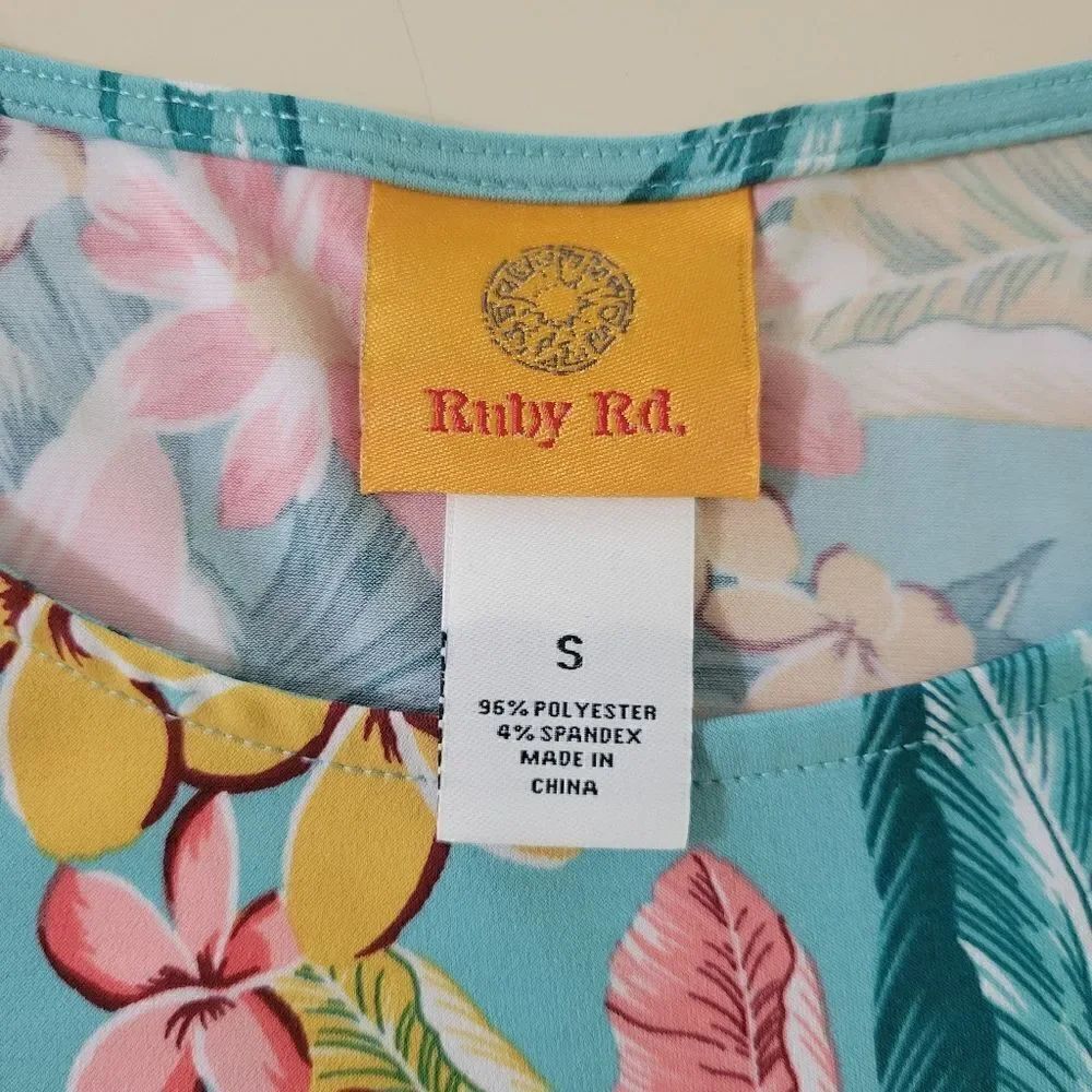Ruby Rd. Women's Tropicali Floral Ruffled Bell Sleeve Top - Picture 3 of 13